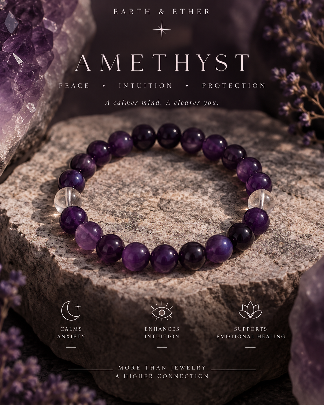 Amethyst + Clear Quartz Bracelet