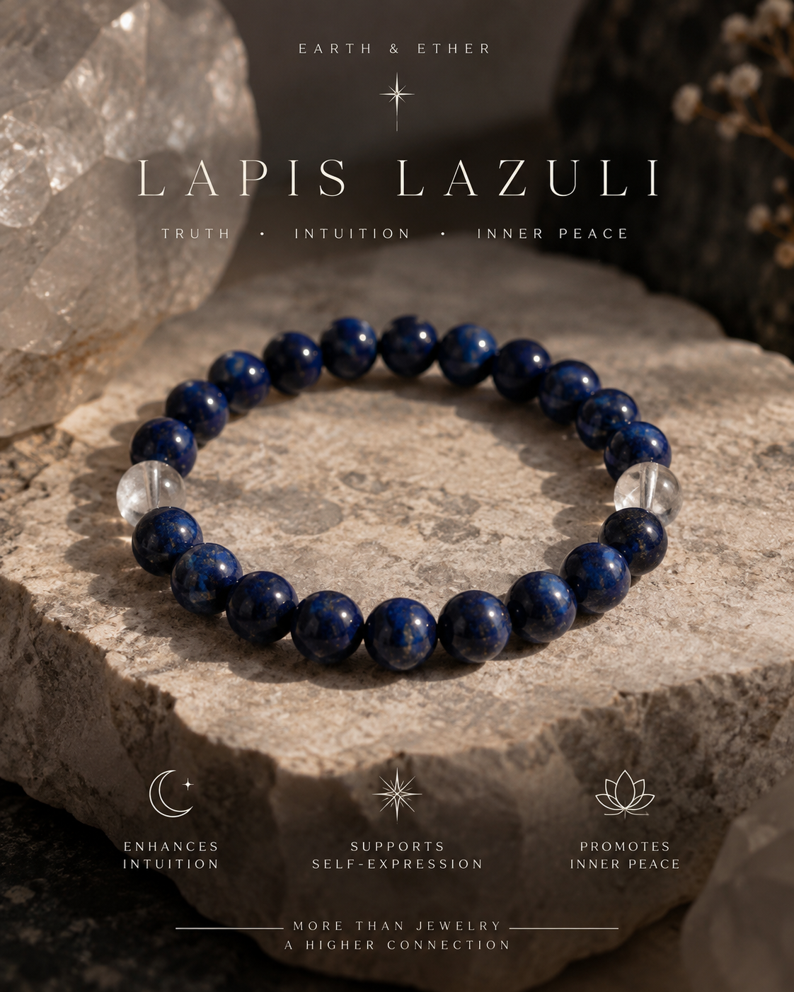 Lapis Lazuli + Clear Quartz Bracelet